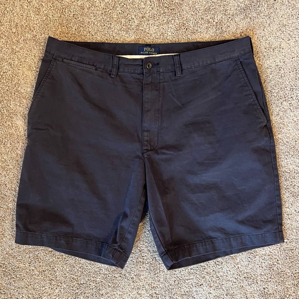Men’s Navy Polo Ralph Lauren Flat Front Chino Shorts - Size 40 9” Inseam